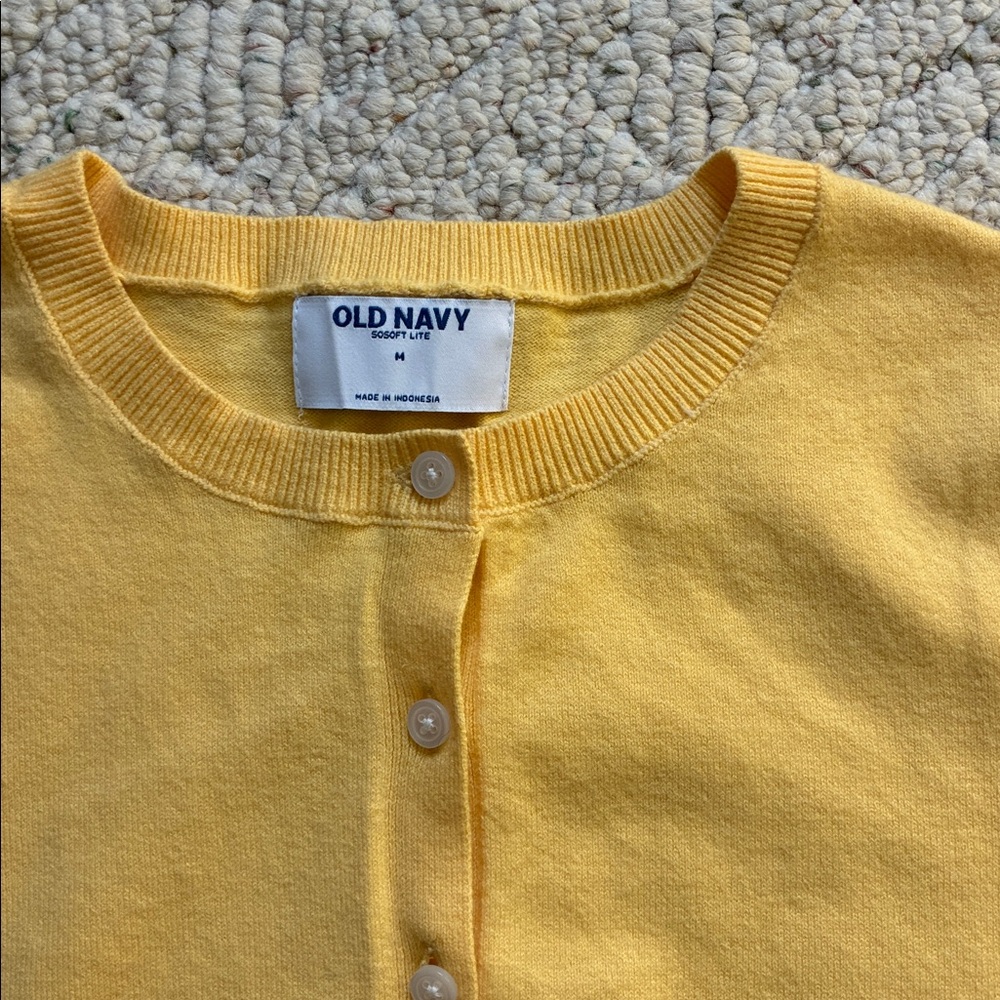 Old Navy Mustard Yellow Crewneck Cardigan Button Up Sweater - Picture 6 of 9